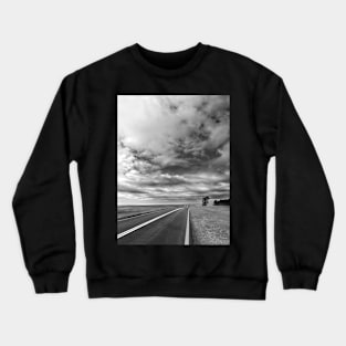 Isolation - Highway On The Prairie black and white photograph Crewneck Sweatshirt